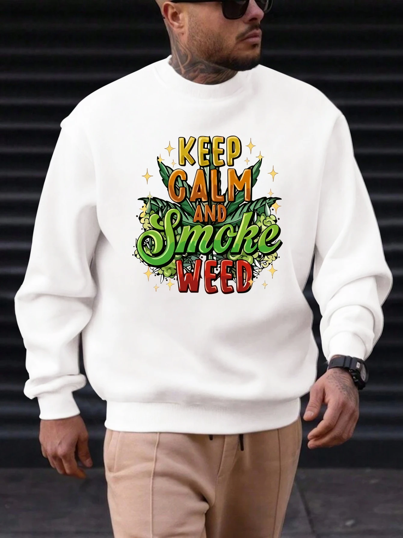 

2025 New Men's Cotton Sweatshirt English Font Pattern Printing Round Neck Fashion Casual High Quality Daily Top Clothing