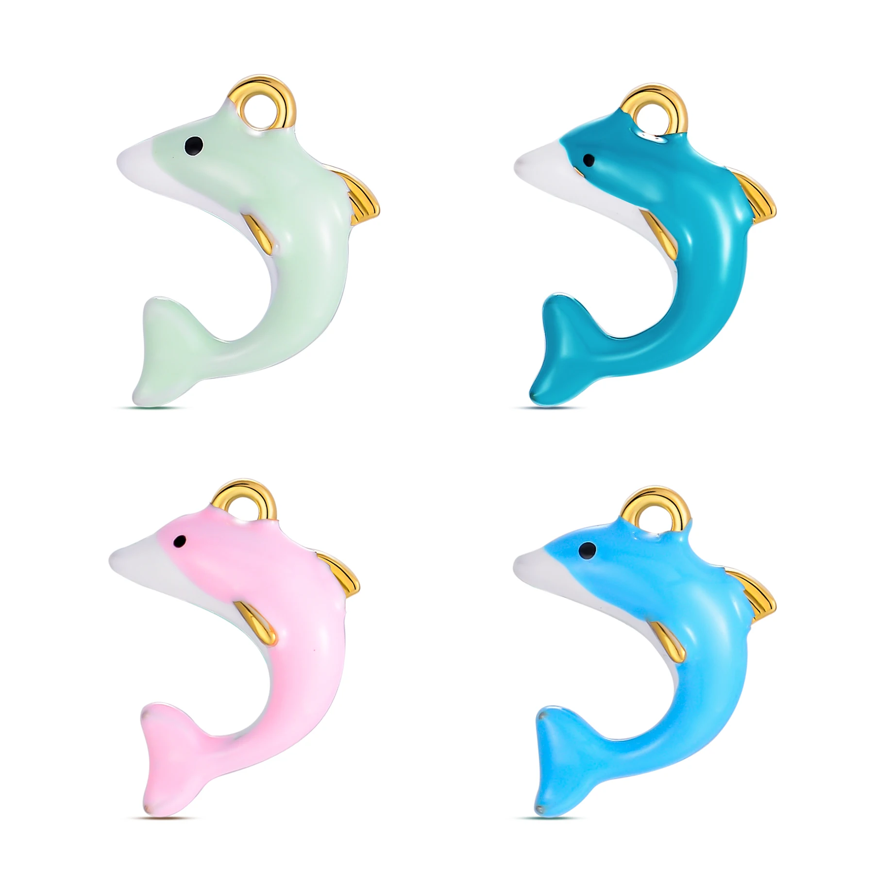 

4Pcs/lot Fashion Enamel Dolphine Charms Stainless Steel Pendant DIY Bracelet Necklace Jewelry Accessories