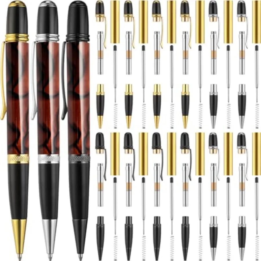 

12 Pack Woodturning Pen Kit Twist Ballpoint Pen Kit with Refill Copper Turning Supplies for DIY Making Classroom Supplies Teach