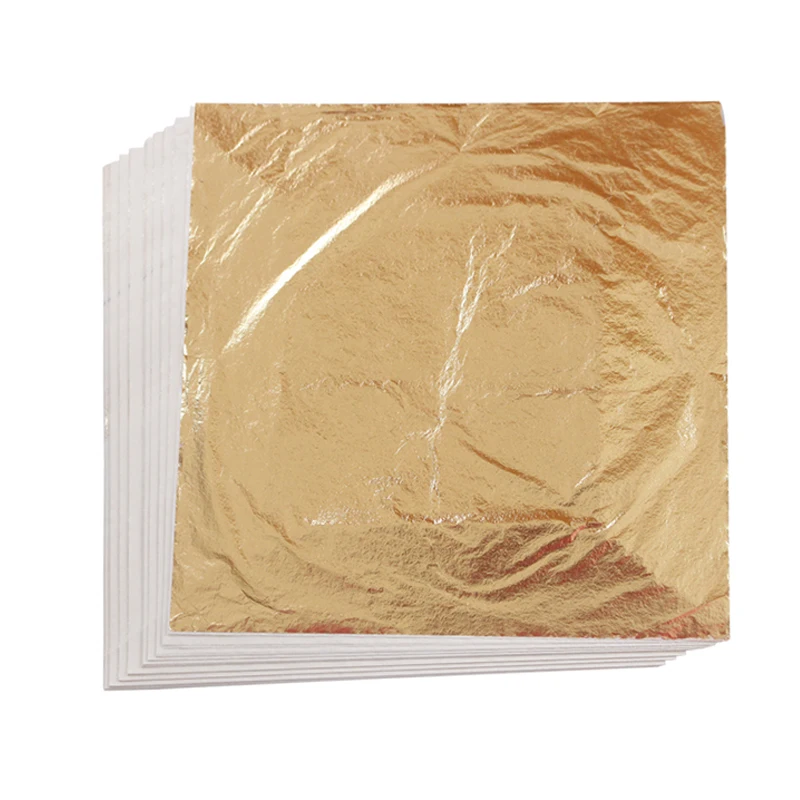 14cm Imitation Gold Leaf Paper 100pcs #2.0 Gold Foil Sheets Gilding Copper Leave for Nail Arts Crafts Gilded Home Decoration