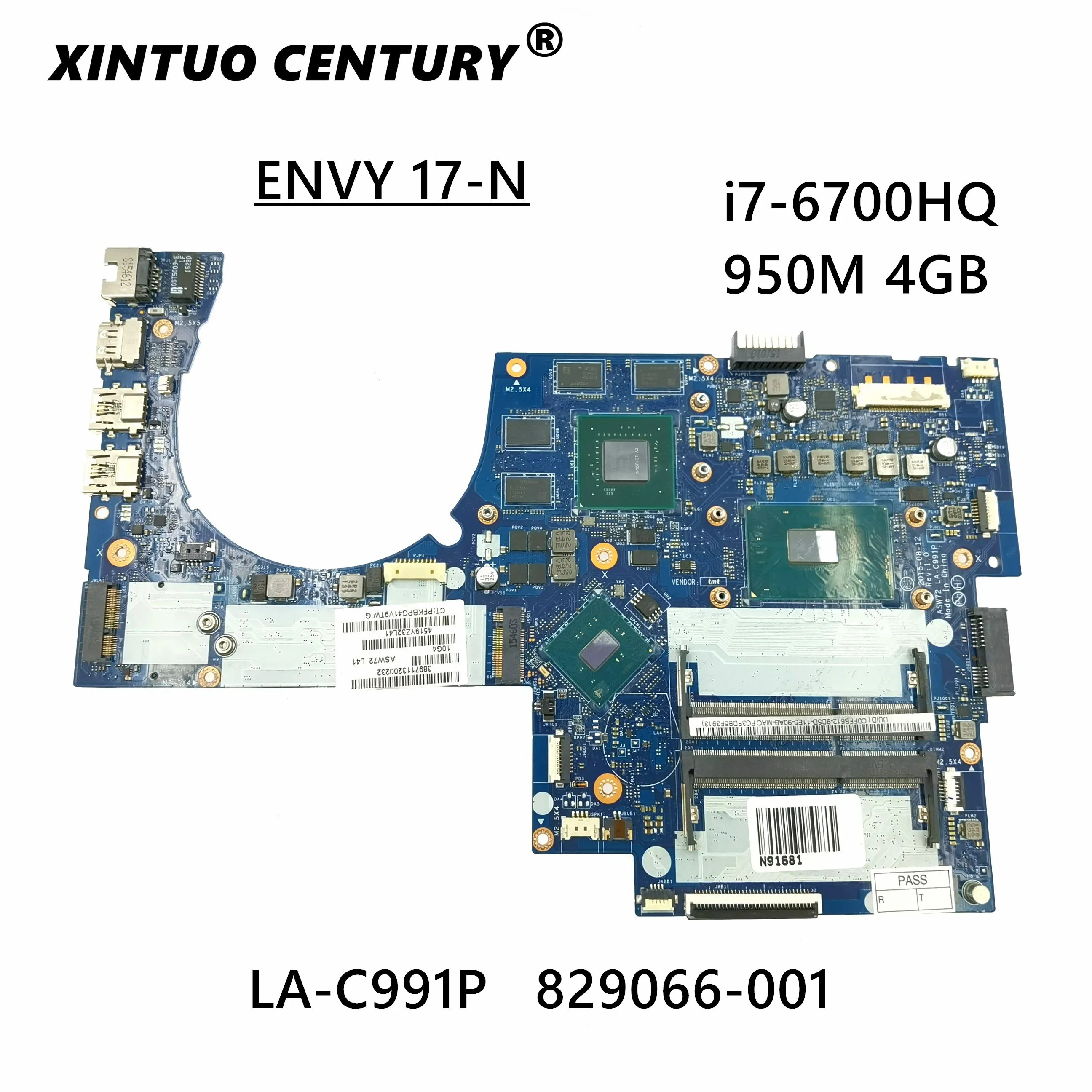 

832317-601 832317-001 829066-601 829066-501 829066-001 for HP Envy 17-N Laptop motherboard LA-C991P I7-6700HQ DDR3 100% tested