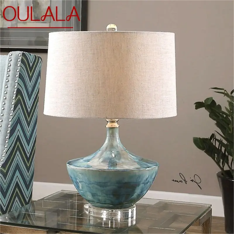 OULALA Dimmer Table Lamp Contemporary LED Ceramic Painting Decorative Desk Light for Home Bedside