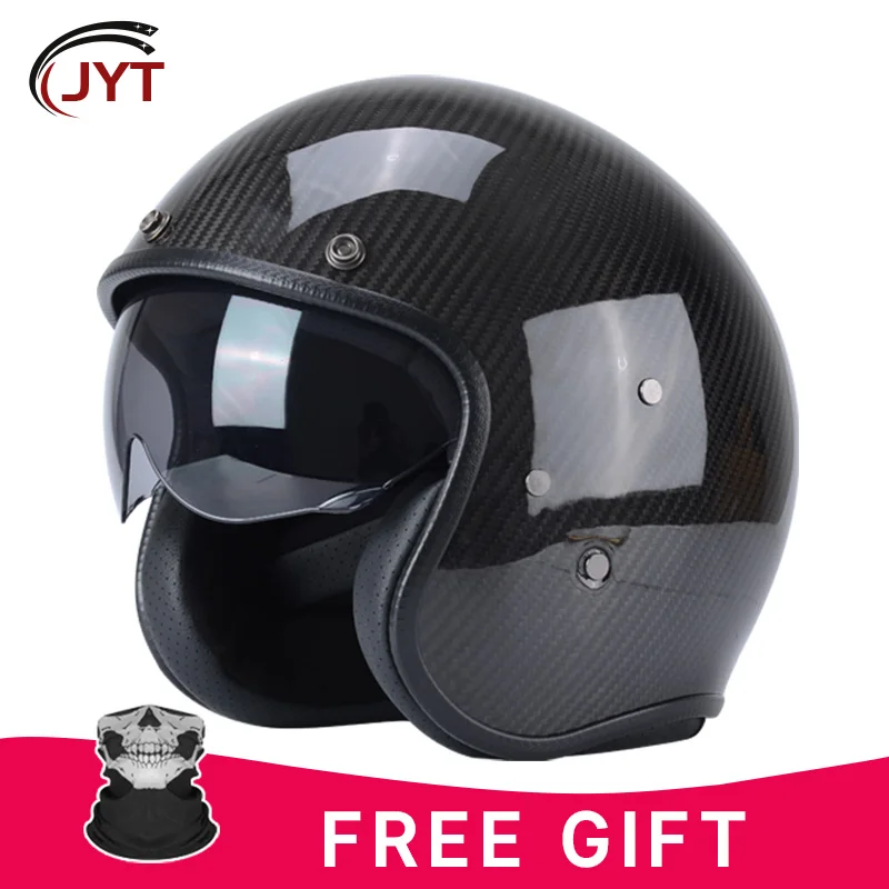 

DOT Approved Carbon Fiber Open Face Helmet 3/4 Motorcycle Helmets for Men Jet Helmet 3K Ultra Light Carbon Shell Universal