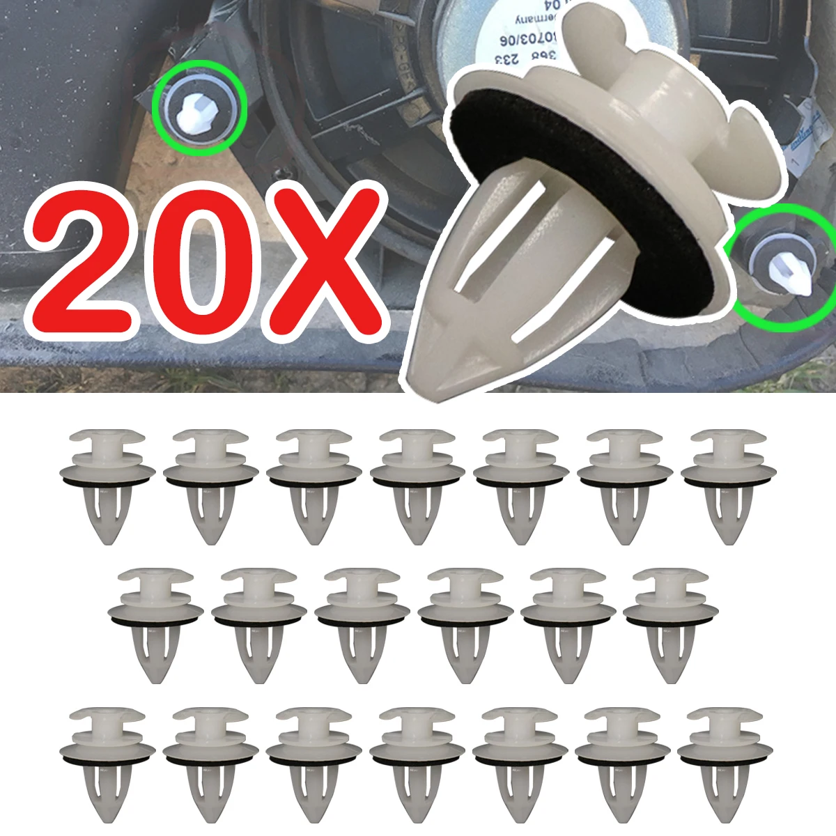 

20X For VW Polo I II LT Jetta I II Front Rear Interior Plastic Trim Clips Door Card Panel Boot Fascia Lining Dashboard Retainer