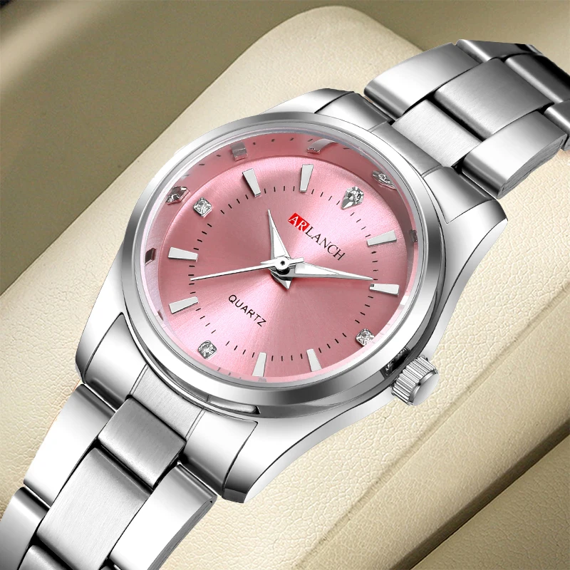 Reloj Mujer Elegante الفضة الماس 29mm رقيقة الأصلي السيدات كوارتز ساعة الفولاذ المقاوم للصدأ مقاوم للماء أفضل هدية للنساء على مدار الساعة