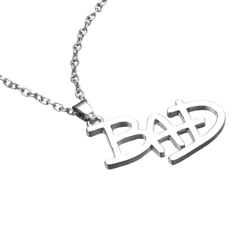 Artist Singer Michael Jackson BAD Necklace Rock Roll Everlasting Classic MJ Pendant Hot Charm Punk Stainless Steel Jewelry