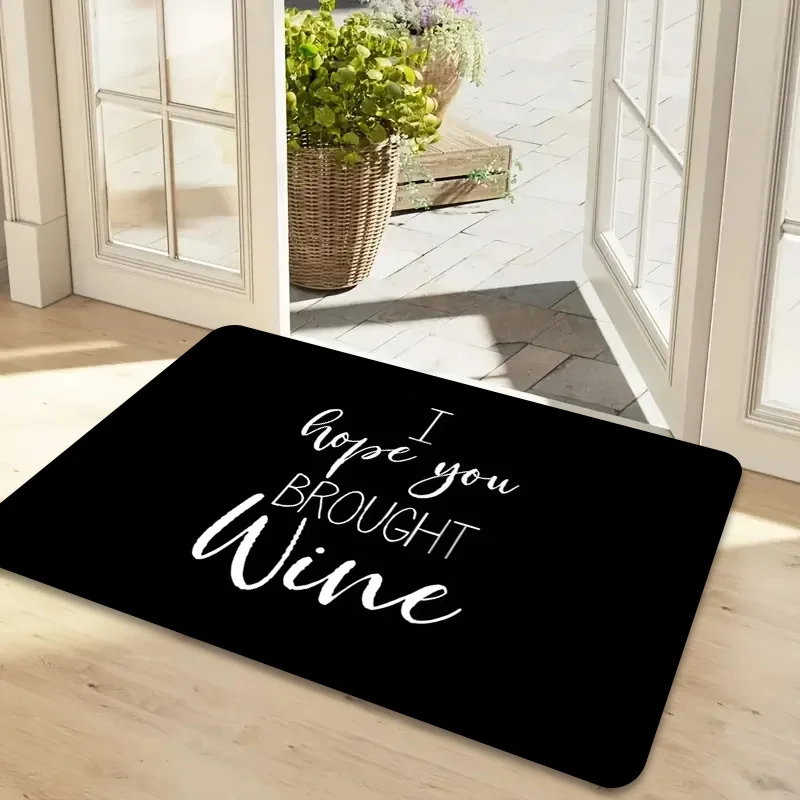 I Hope You Brought Wine Doormat Funny Letter Print Welcome Mat Black Entrance Floor Rug Outdoor Indoor Door Mat Home Decor