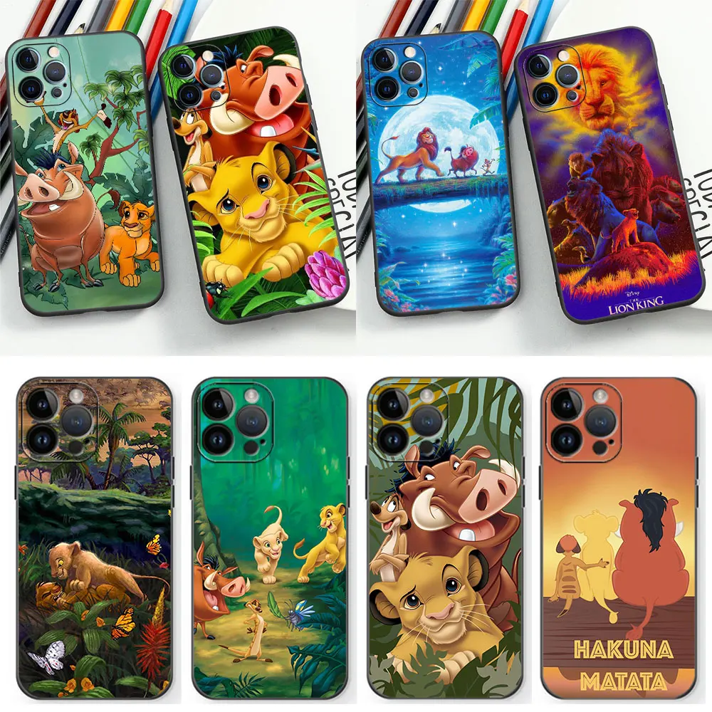 Disney The Lion King Hakuna Matata Phone Case For Apple iPhone 15 14 13 12 11 Pro XS Max Mini 7 8 Plus X XR SE Black Soft Cover