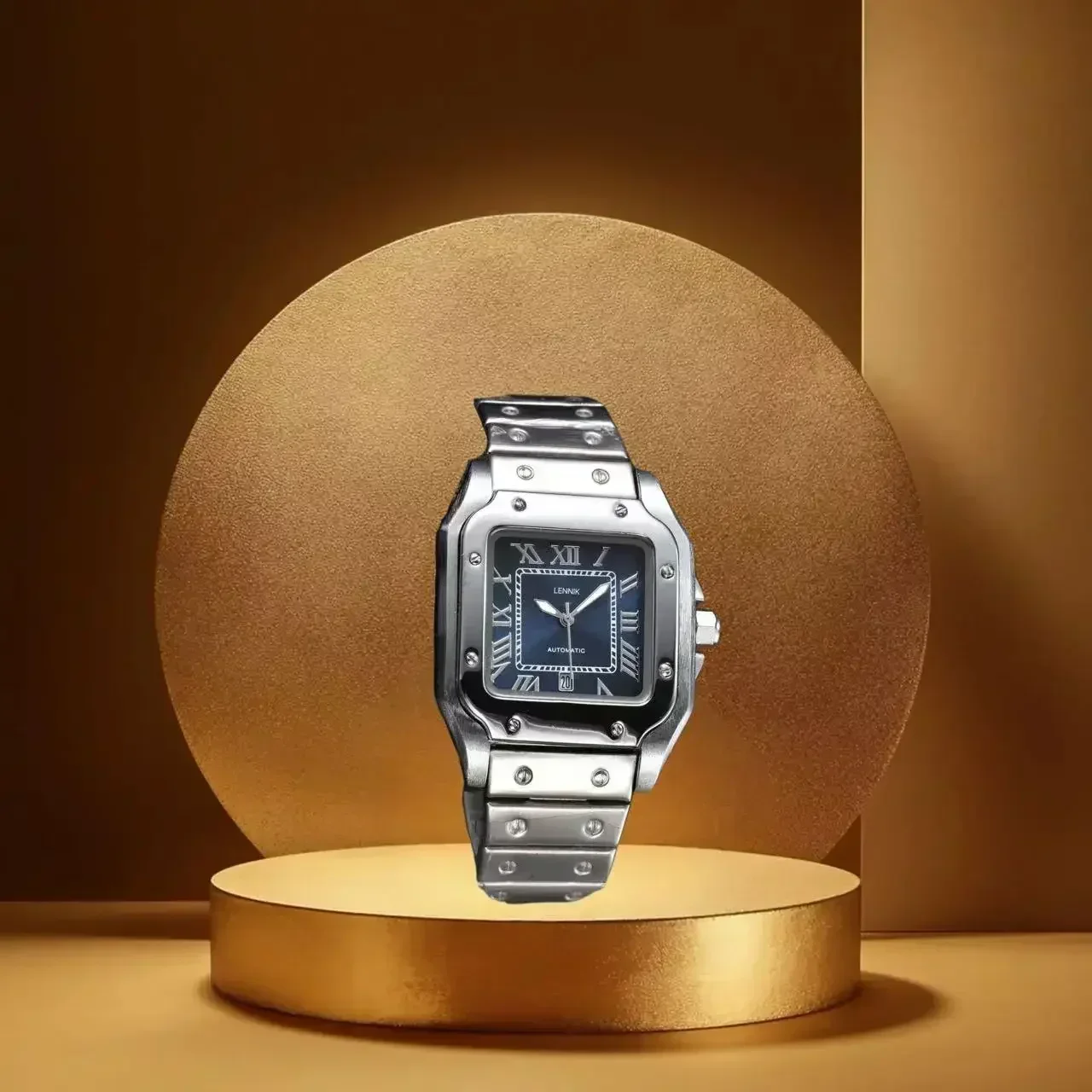 تتميز ساعة توقيت كوارتز مربعة من الفولاذ المقاوم للصدأ للرجال لعام 2025 على ساعة عرض تقويم أنيقة وسخية متعددة الوظائف