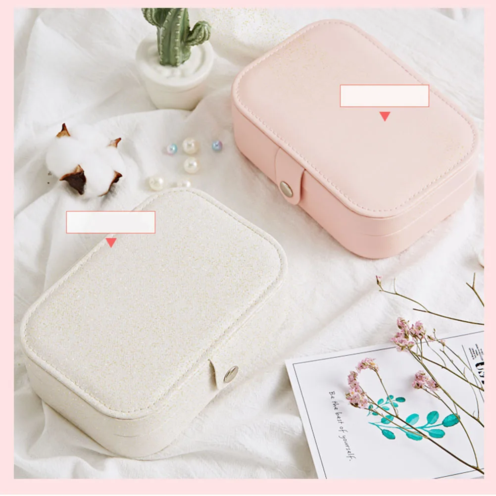 

PU Jewelry Box White Two Layer Travel Storage Case Portable for Women Girls Jewelry Organizer Jewel Box