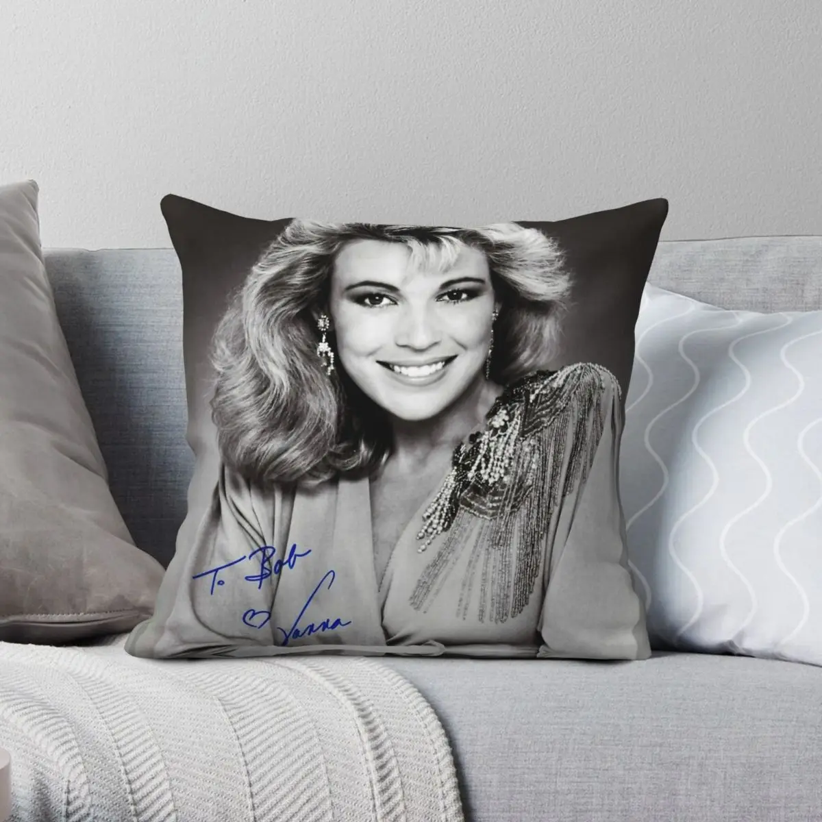 Vanna White Autographed Photo To Bob Square Pillowcase Polyester Linen Velvet Creative Decorative Pillow Case Car Cushion Cover