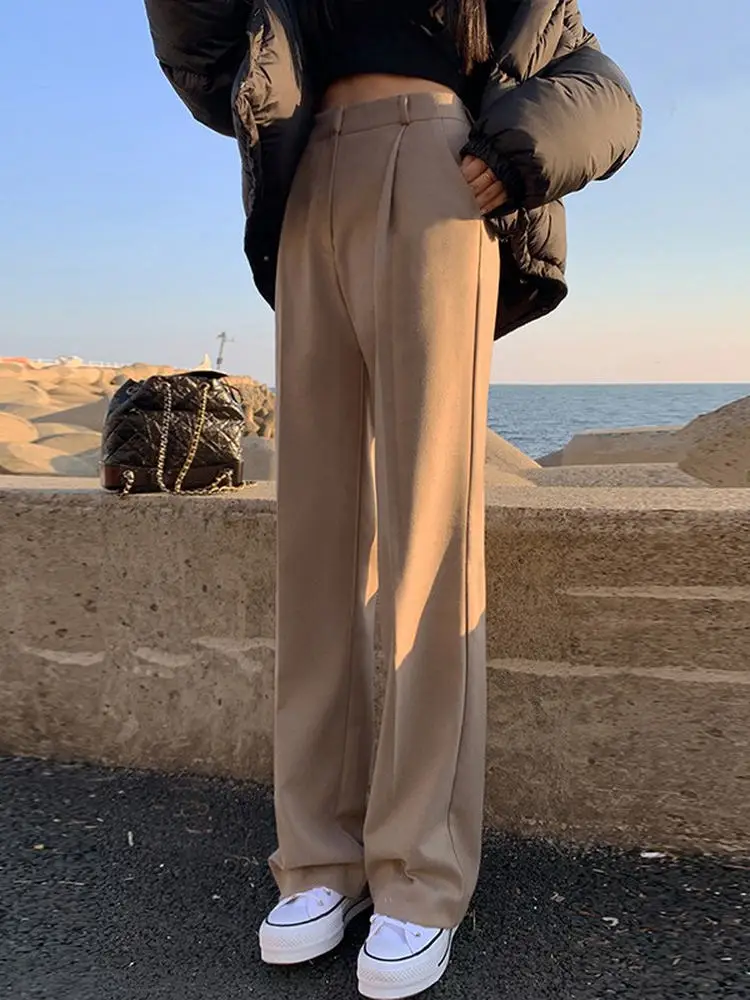 

High Waist Straight Leg Wide Leg Pants Women's Autumn Winter Slimming Loose Drapey Suit Sle Korean Faion Casual Pants