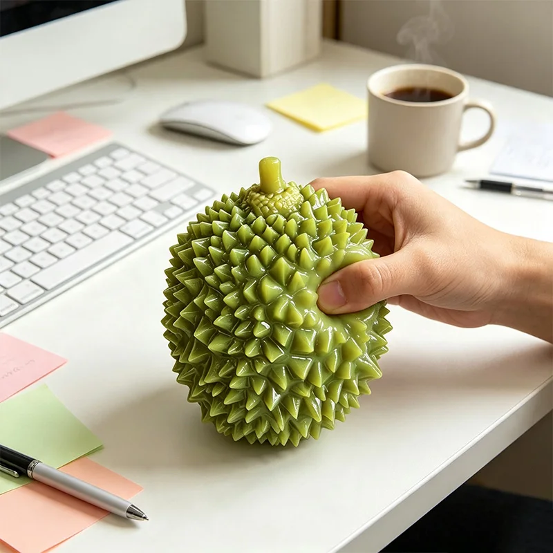Simulation Durian Soft Elastic Squeeze Ball With Crispy Filling Color Changing Decompression Hand Squeeze Ornament Relaxing Gift