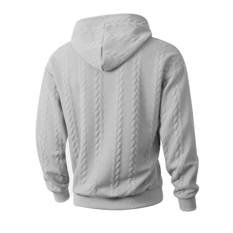 Herren Zweiteiliges Set aus Jacquard-Stoff: Kapuzenpullover mit Kordelzug und Weite Hose, Weiche Freizeitkleidung für Zuhause, Vielseitige Alltagskleidung für Männer – Detail 34