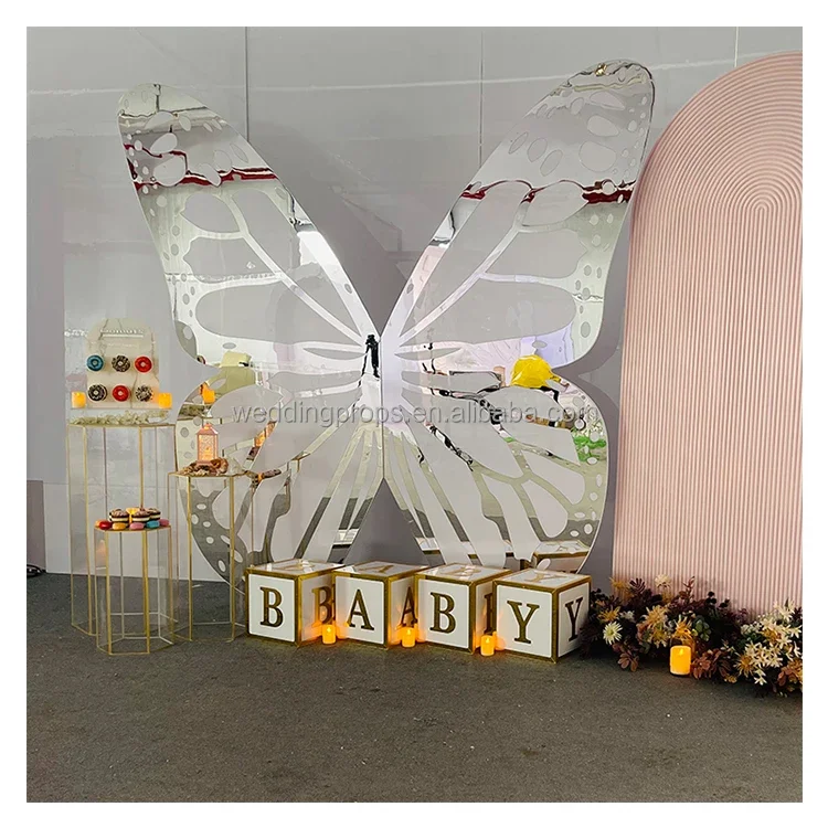 Elegant Wedding Butterfly Shape Acrylic Backdrop Event Stand Display