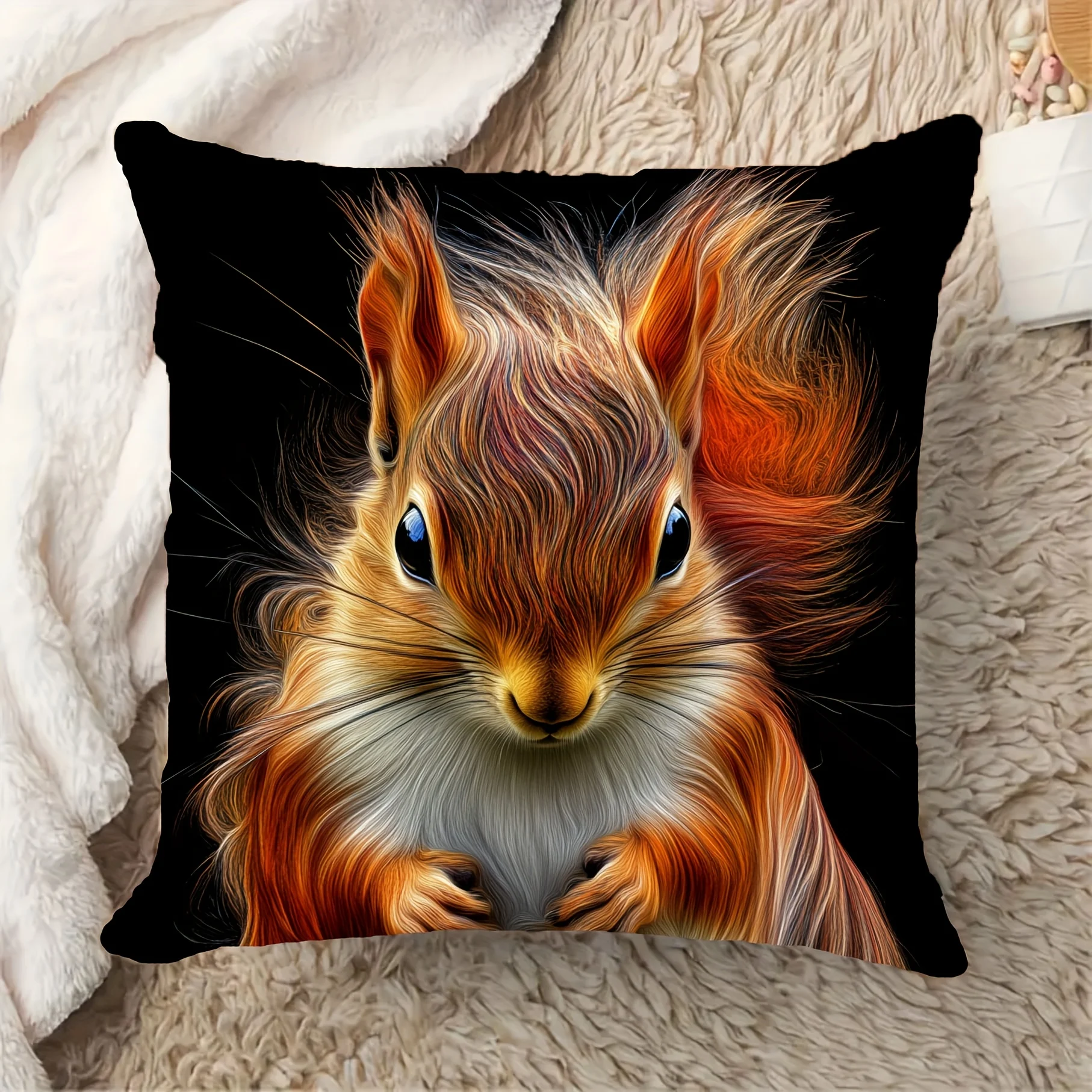 Cute Squirrel Face Throw Pillow Cushion Decorative Accent for Living Room Bedroom Cozy Home Decor Gift