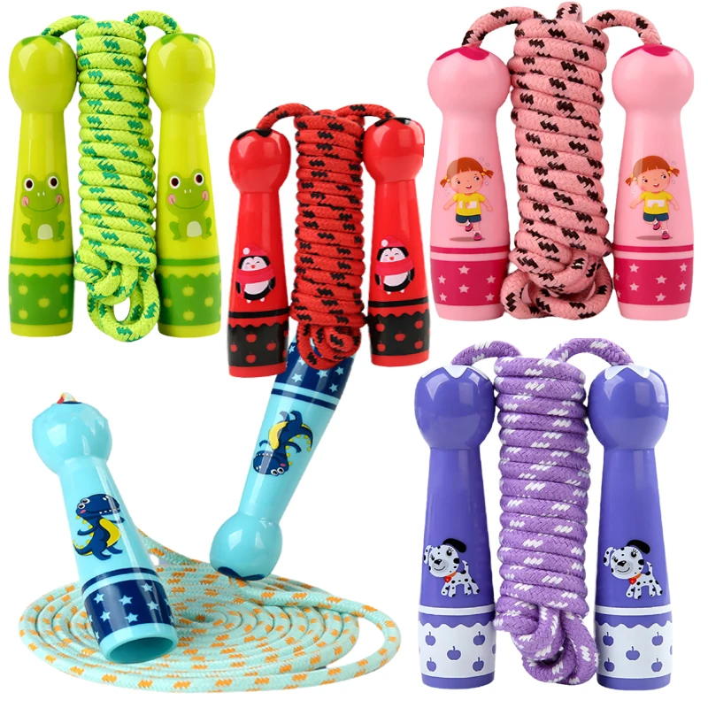 Cuerda para saltar para niños pequeños, cordón de algodón resistente al desgaste, longitud ajustable, cuerda para saltar suave con asas suaves para niños y niñas