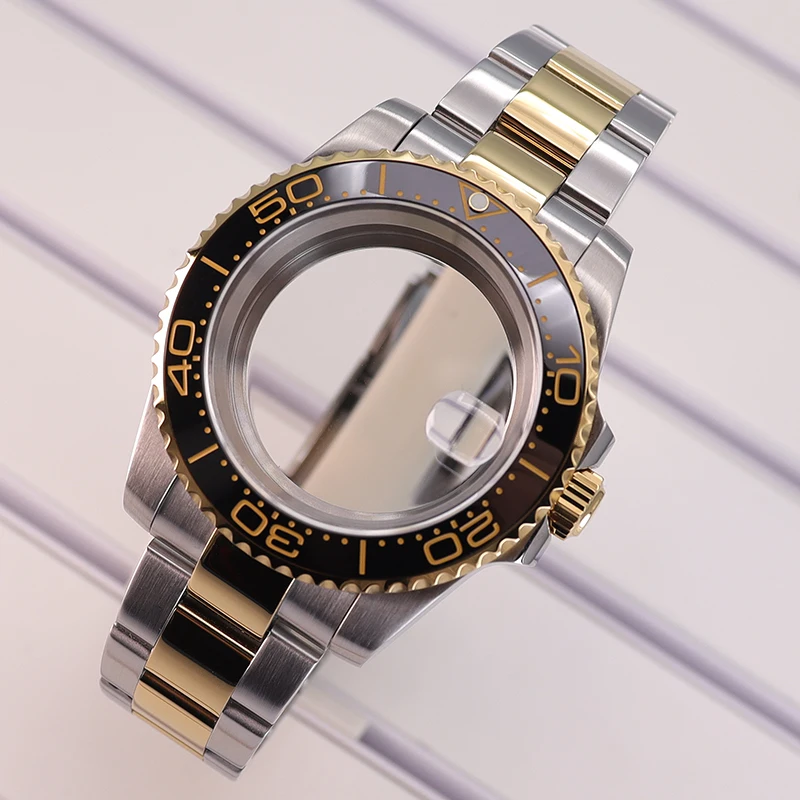 Silber- und Goldfarbenes 20mm Edelstahlarmband, 40mm Uhrengehäuse für Seiko NH35 NH34 NH36/38 Eta 2824 Miyota 8215 Uhrwerk 28,5mm GMT – Detail 6