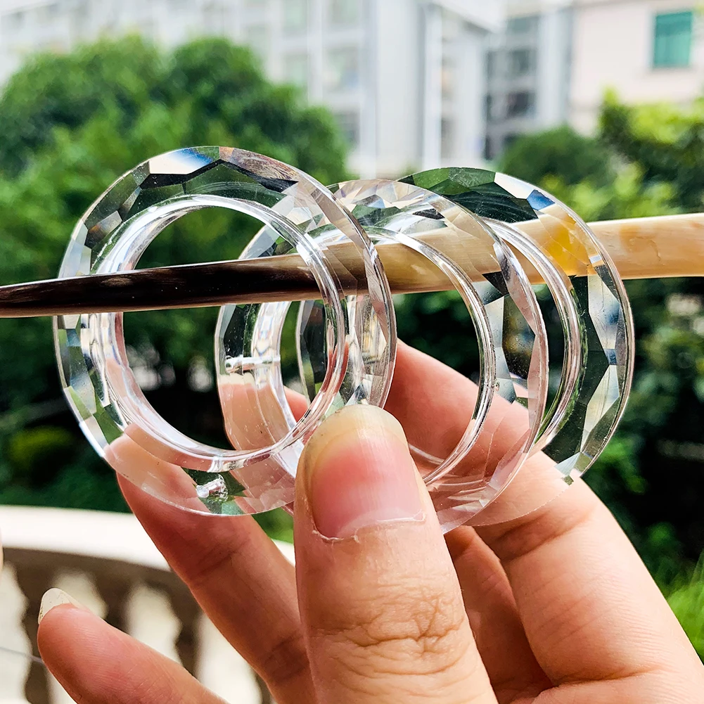 E9 2PCS 50MM Clear Ring Circle Crystals Pendants Glass Chandelier Crystals Prisms Parts Drops Light Ring Accessories Room Decor