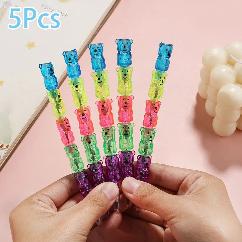 

5Pcs Kawaii Cute Little Bear Pencil Non-sharpening Replaceable Cute Pencils Pen Cap Students Writing Pen Stationery Pencil