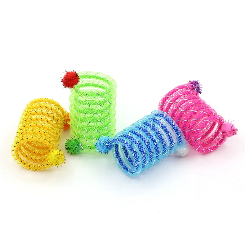 4pcs Pet Cat Toy Colorful Handmade Bouncy Spring Tube Interactive Toy Cat Toy Set Cat Interactive Toys Pet Supplies for Playing