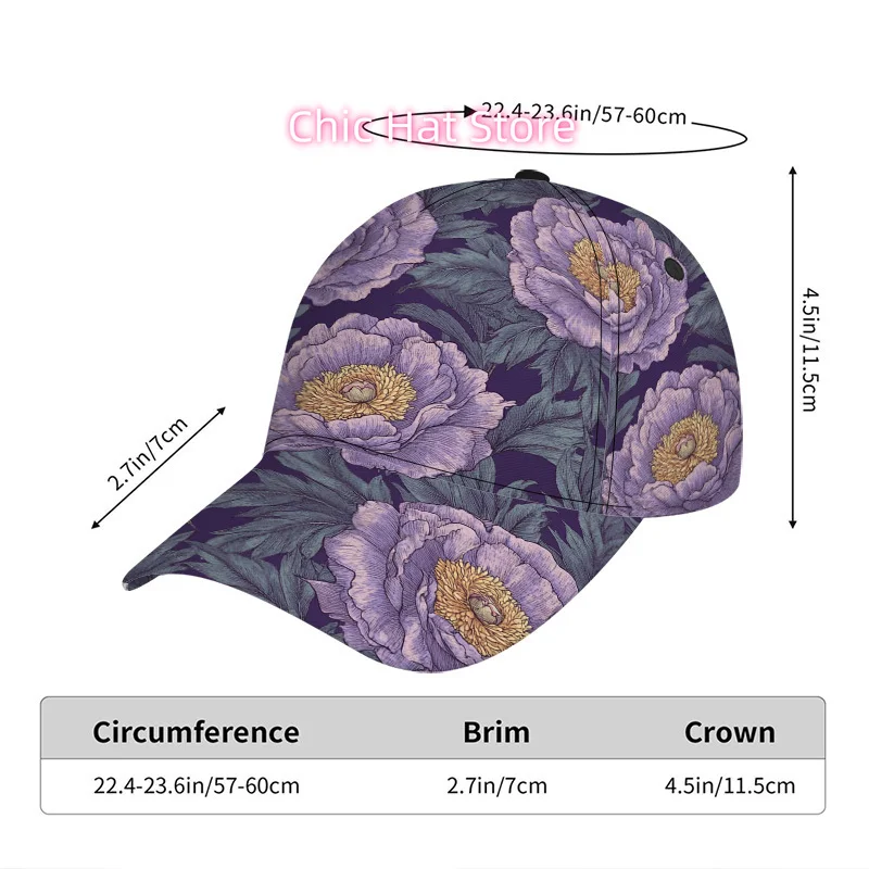 Cool Pattern 1pc 1pc Adjustable Snapback Floral & Arran Synthetic Gemstone-Enhanced Baseball Cap - Lightweight Hat Suitable for