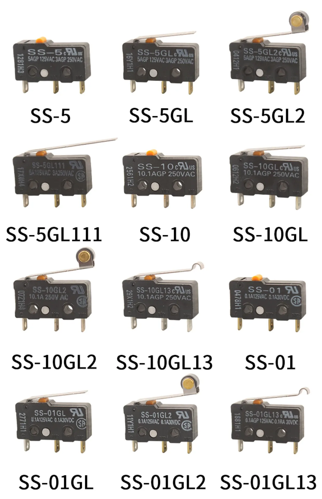 Original Limit Micro Switch SS-5 SS-5GL SS-5GL2 SS-5GL13 SS-5-F SS-5GL-F SS-10 SS-01 GL GL2 GL13 SS-5GL111 Small Micro Switch