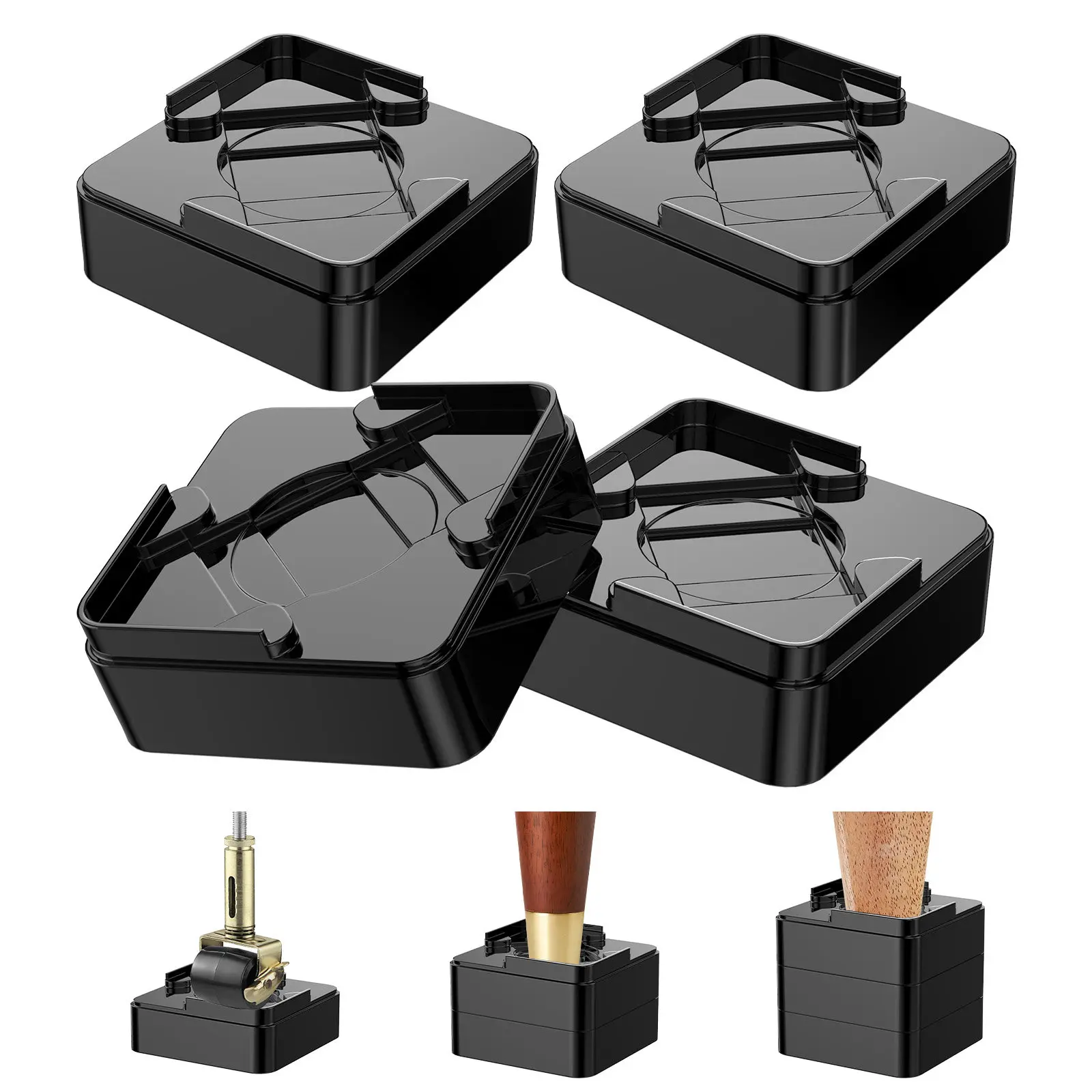 16Pcs Stackable Furniture Risers Strong Bearing Capacity Bed Sofa Table Leg Lifts Anti-Slip Scratch Proof Moisture Resistant