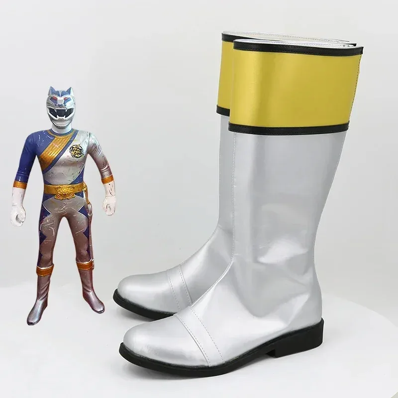 

RealCos Hyakujuu Sentai Gaoranger GaoSilver Tsukimaro Ogami Обувь для косплея Сапоги Хэллоуин Косплей Костюм Аксессуар