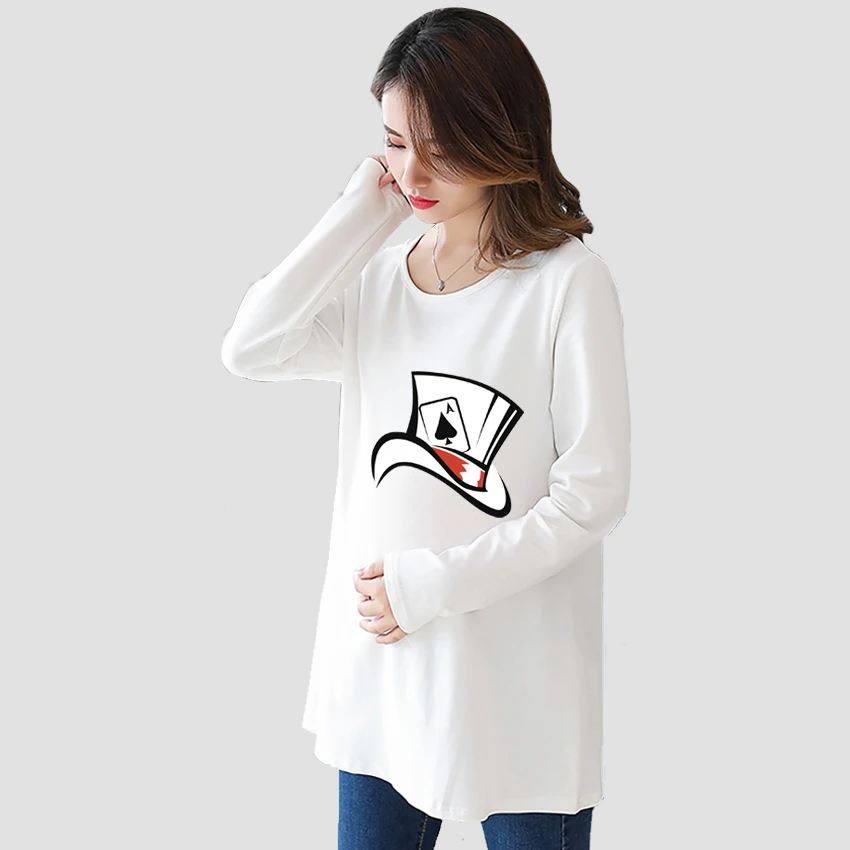 

Pregnant T-Shirt Girl Maternity Pregnancy Flattering Long SleeveShirt Mom Funny Printed Customized Women Funny Add Your Design