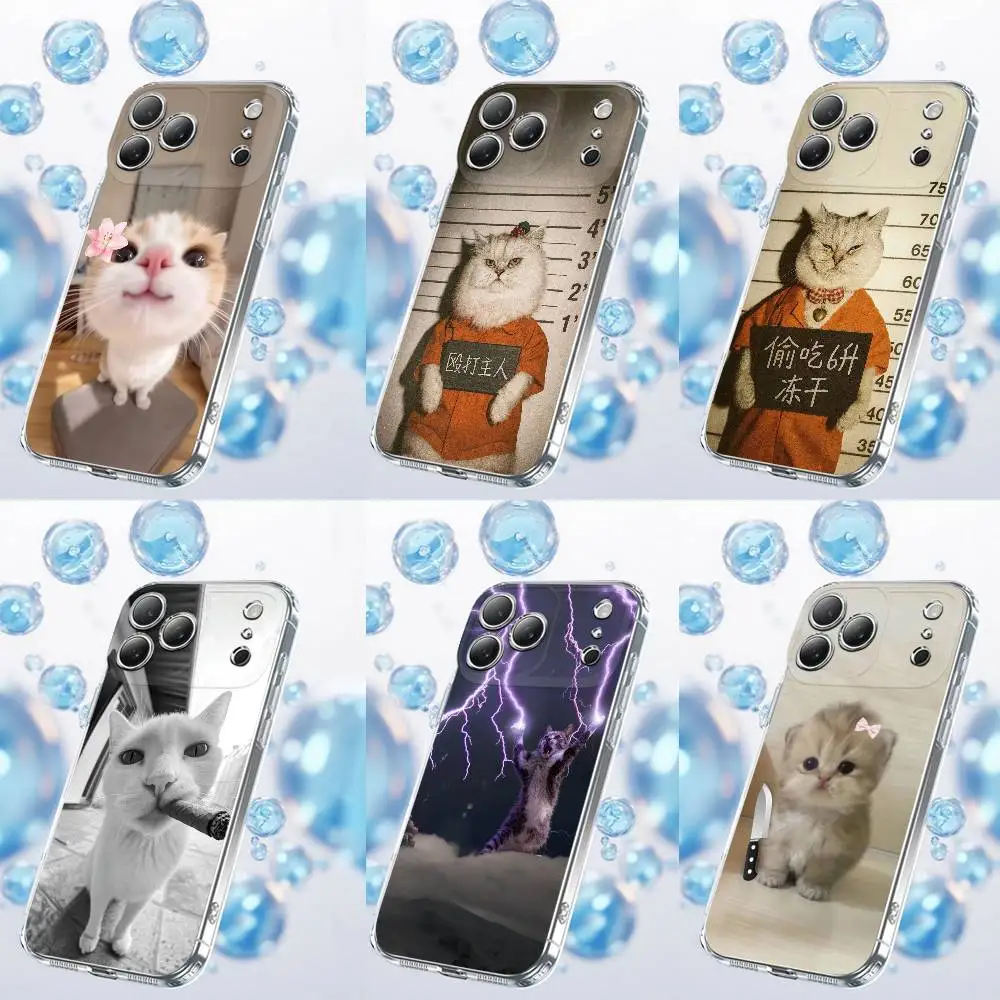 

Funny Cat Pet Cute Phone Case For iPhone 17,16,15,14,13,12,11 Plus,Pro,Max,Plus,E,Air,Mini Transparent Cover