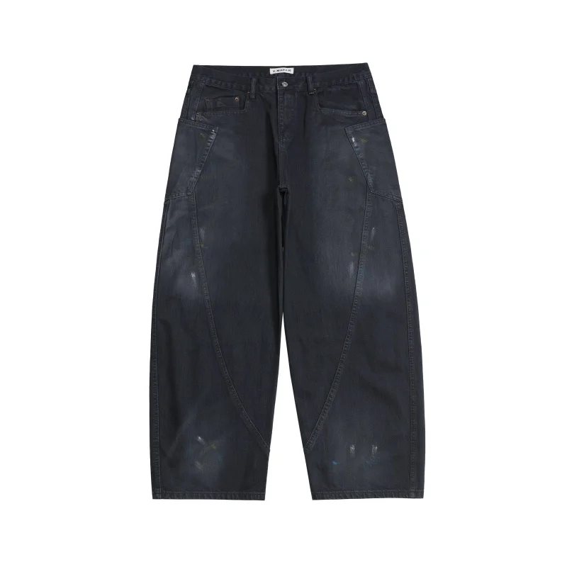 

Best quality Graffiti Patchwork Paris Style Wide-legged Jeans High Street Mens Womens High-end Brand Casual Trousers