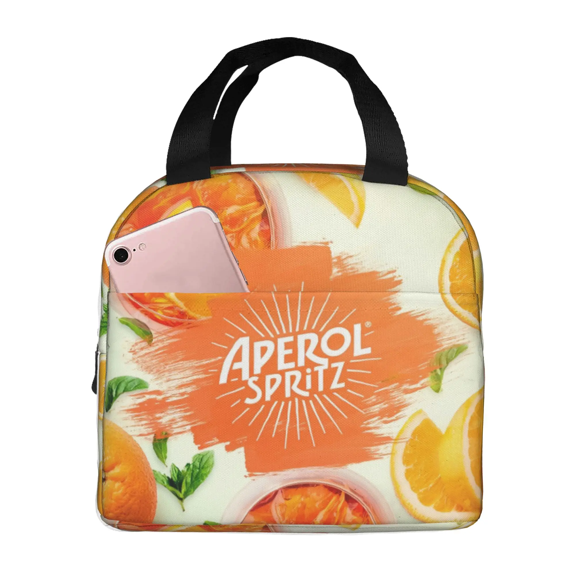 Aperol Spritz Thermal Insulated Lunch Bags Italian Cocktail Alcohol Drink Resuable Lunch Container for Outdoor Picnic Food Box