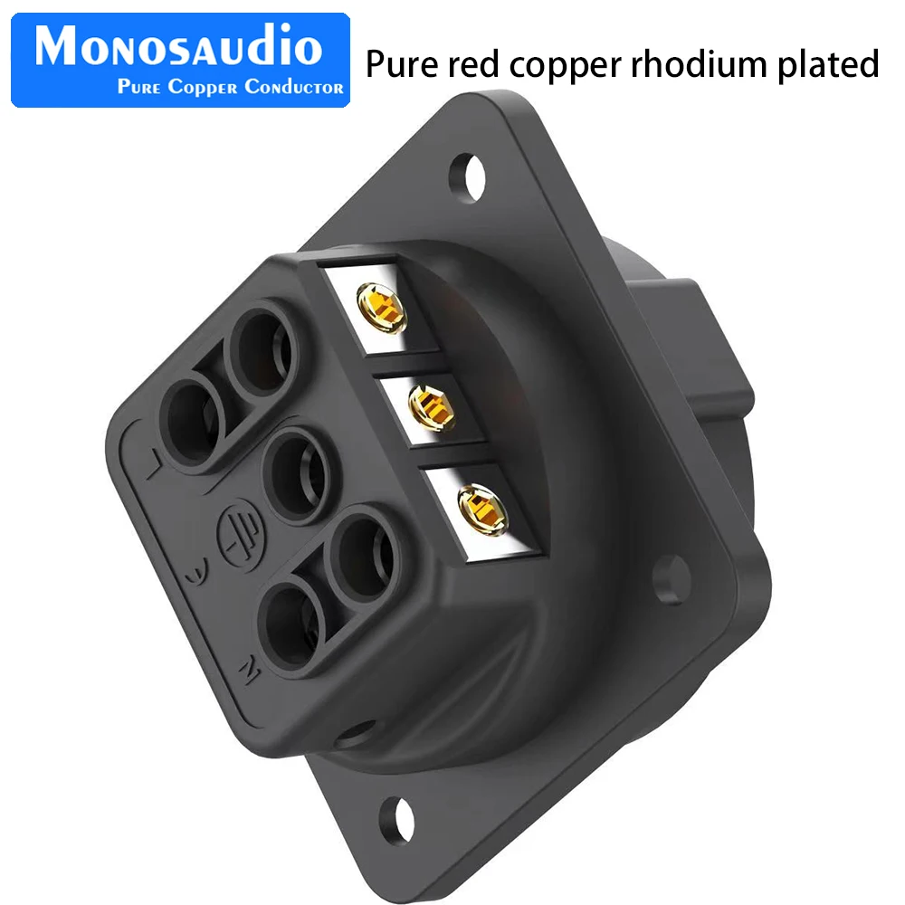 

Monosaudio ES3R Pure Copper Rhodium plated Schuko Sockets AC 250V 16A EU Power socket Eur European Chassis