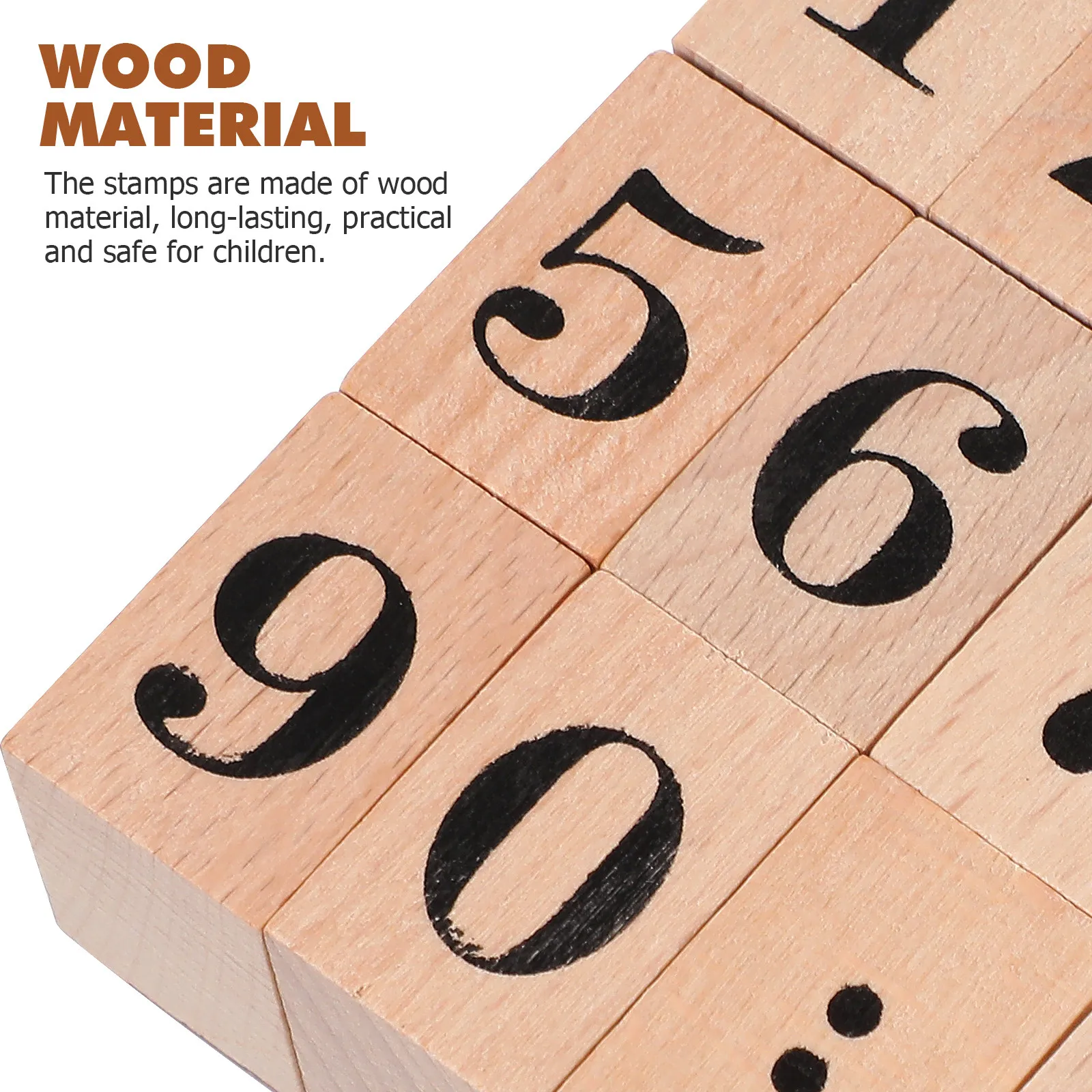 1Set Wooden Rubber Stamps Set Fine Workmanship Natural Wood Grain DIY Craft Stamp Kit for Cards Envelopes Scrapbook Planner