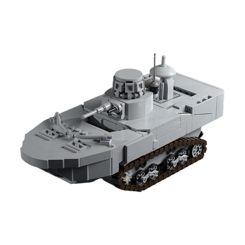 Type 2 Ka-Mi Amphibious Tank Model MOC Building Bricks War Equipment Modular Technology Gifts Holiday Assemble Children Toy Suit