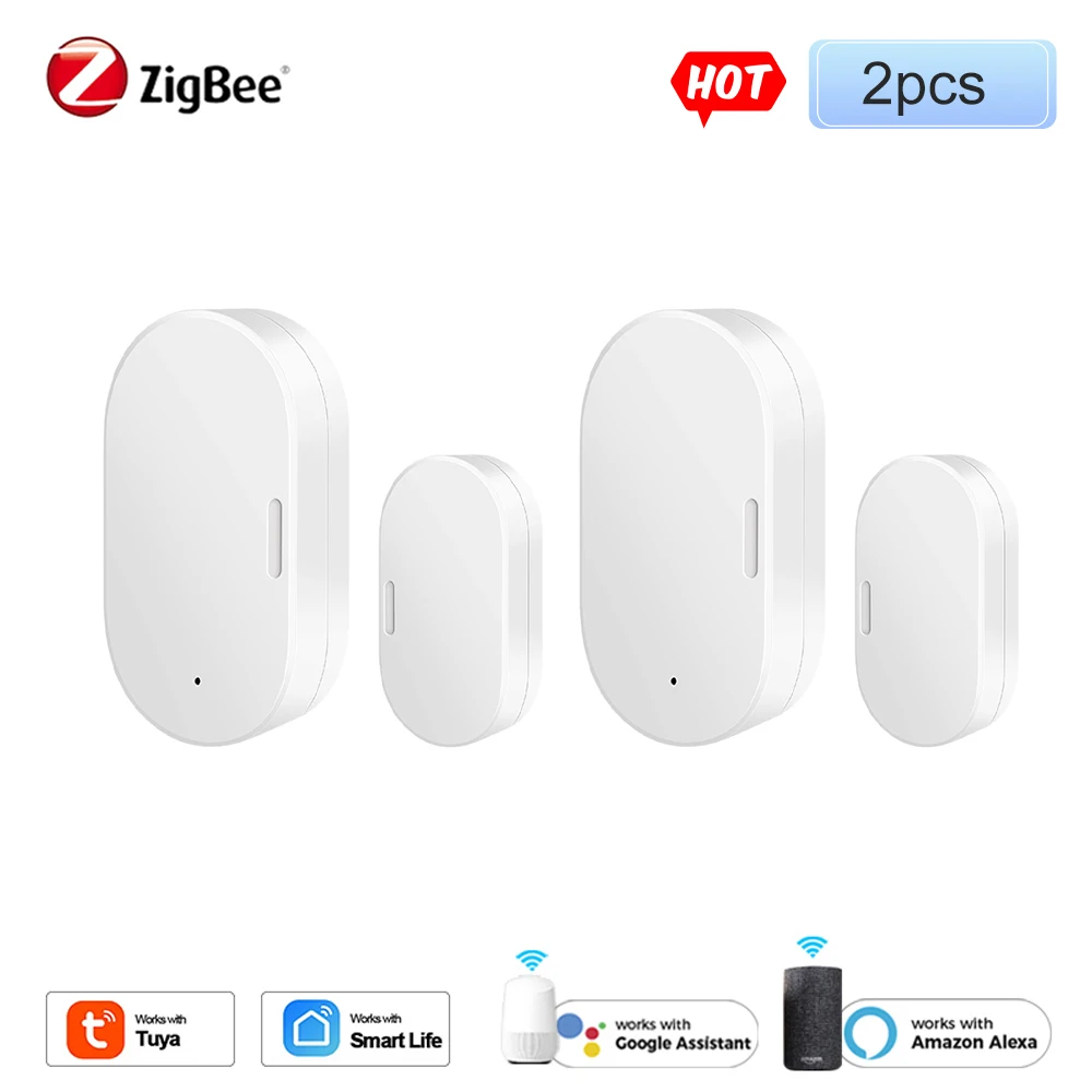 Tuya-Zigbee Door Sensor, Detector de porta aberta e fechada, Home Alarme, Proteção de segurança, Smart Life Control, Need Zigbee Hub, Trabalho