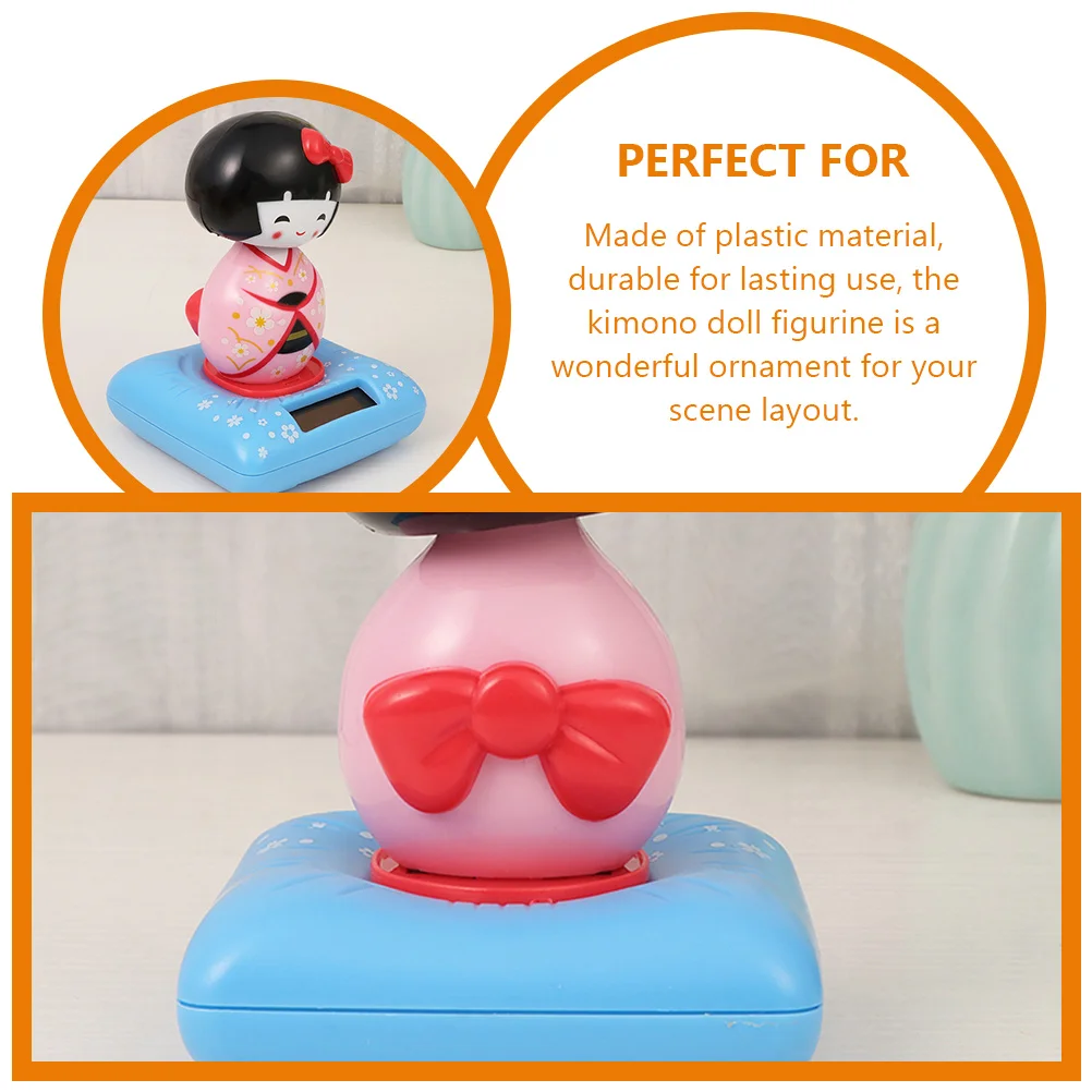 

2pcs Solar Powered Car Ornaments Cute Maiko Design Plastic Shaking Head Figurine Decorations Kimono Toy Gift