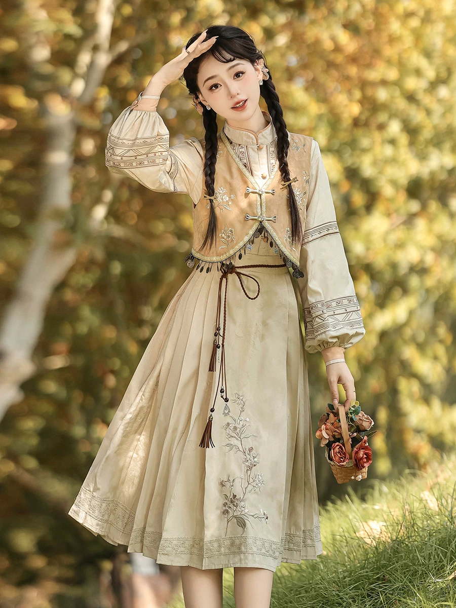 Designer's Gift: Original Wild Wind Lolita Girl Hanfu Dress, Chinese Style Modified Han Element Vest Dress Set
