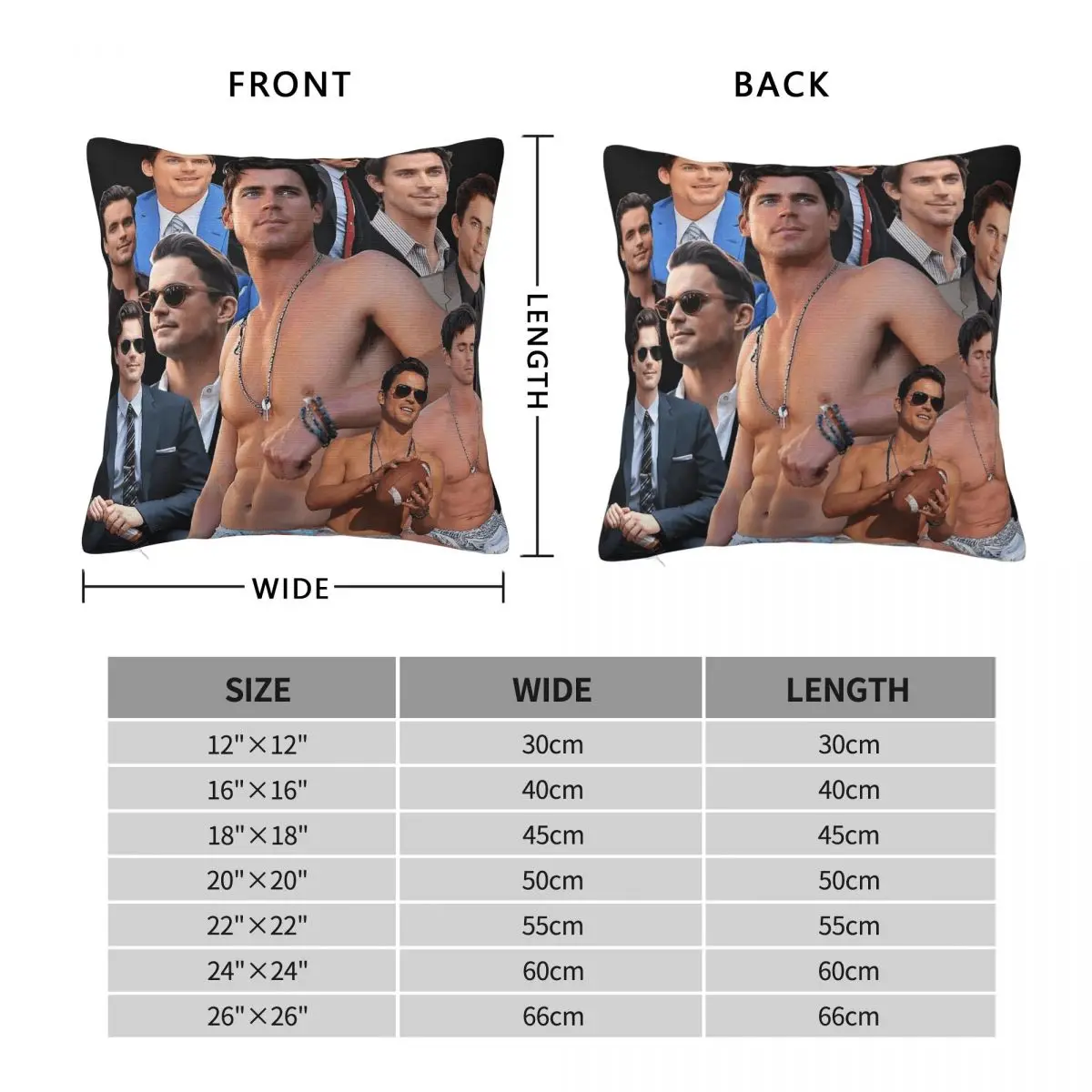 Matt Bomer Photo Collage Square Pillowcase Polyester Linen Velvet Pattern Zip Decor Throw Pillow Case Car Cushion Cover
