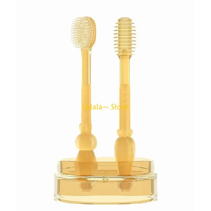 

Y4QA Baby Soft Bristle Toothbrush Silicone Tongue Brush Coating Cleaner Infant Toddler Care Toothbrush Training Teeth Brush