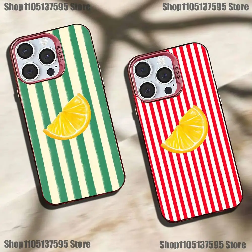 

Fresh Summer Fruit Lemon Cherry Phone Case For iPhone 17,16,15,14,13,12,11,Mini,Pro,E,SE4,XS,MAX Pink Candy Matte Cover