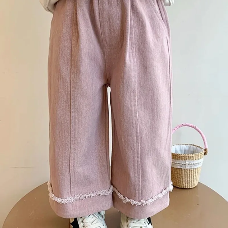 

Girls' Pants Spring and Autumn Styles Children's Casual New Loose Straight Leg Baby Spring Wide Leg Pants