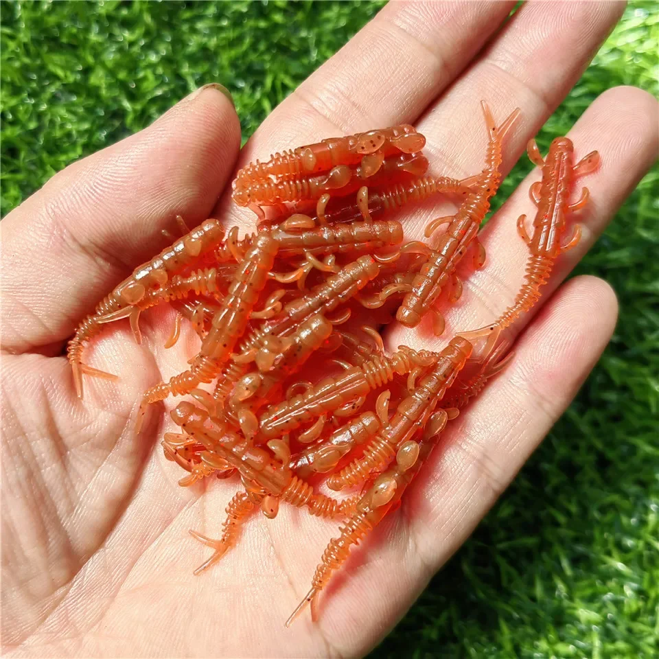 40 Stück TPE Mini Wurm Weiche Angelköder 0,35g 40mm Jig Wobbler Silikon Kunstköder für Barsch Karpfen Pesca Angelzubehör
