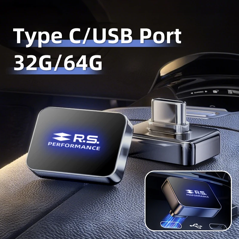 Высокоскоростной порт памяти USB памяти 32G/64G типа C U-диск флэш-накопители для Renault RS Performance Clio Scenic Logan Megane Koleos