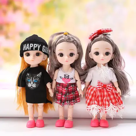BJD 인형 1/12 의류 및 신발, DIY 이동 가능 13 관절 패션, 귀여운 공주 피규어 소녀 선물, 어린이 장난감, 16cm