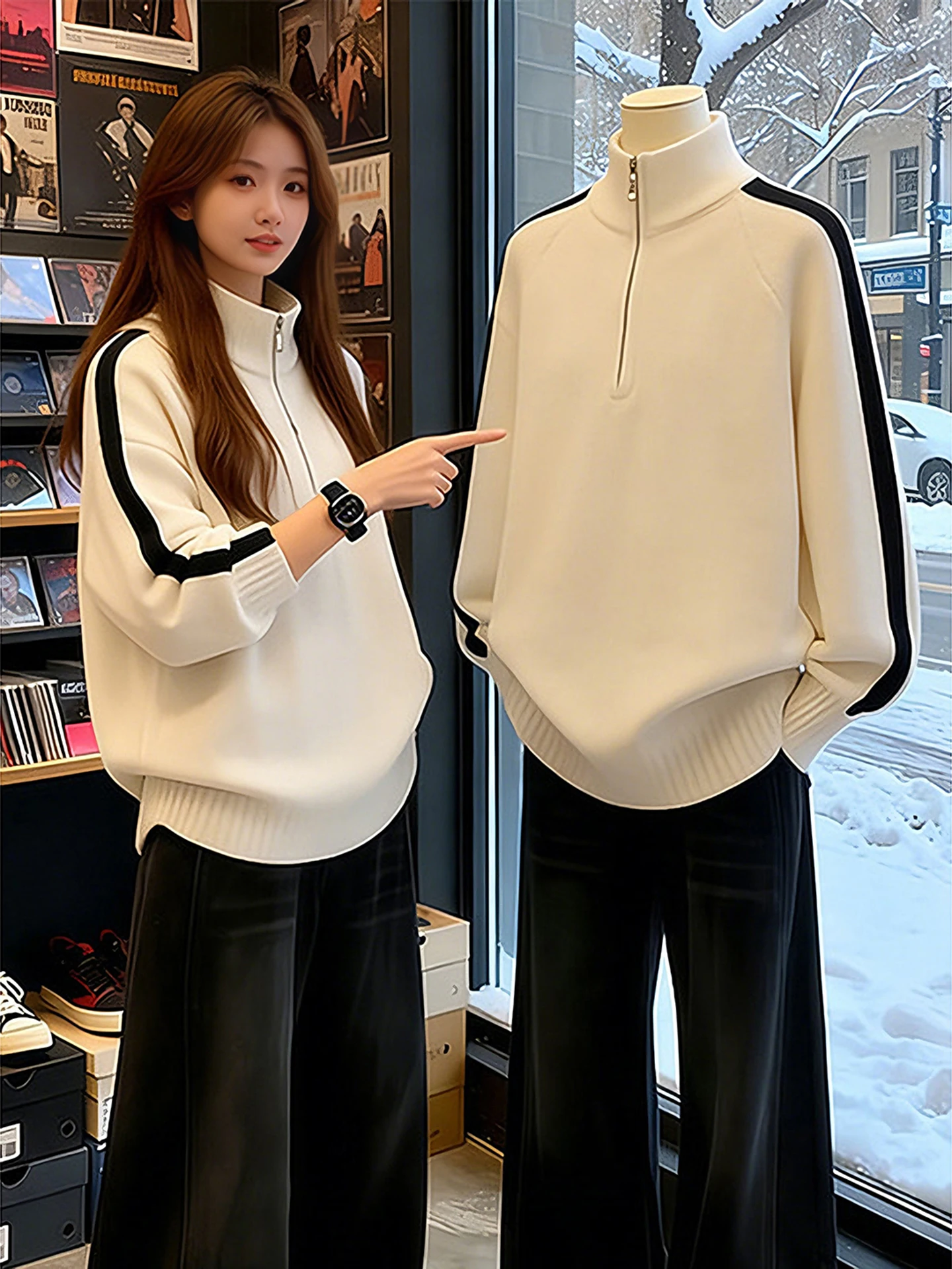 

Весенняя повседневная толстовка на молнии с флисовой подкладкой, очень мягкий вязаный свитер, приталенный крой, весенняя верхняя одежда, толстовка на молнии с высоким воротником