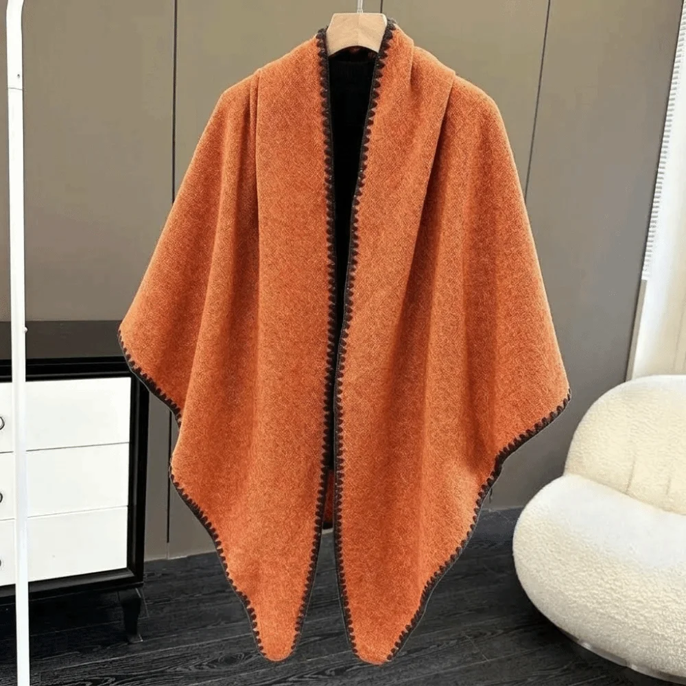 Fashion Thick Knitted Poncho Cape Loose Fit Warm Warm Shawl Scarf Cape Wrap Women Shawl Travel