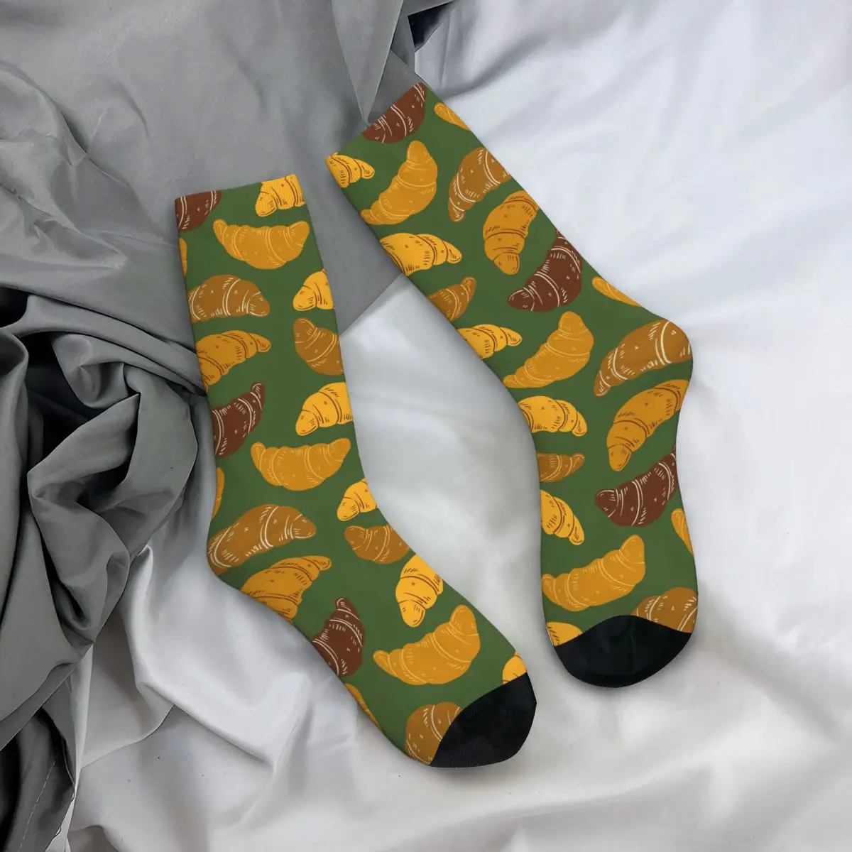 Calcetines para todas las estaciones, calcetines con bonito diseño de croissant, calcetines largos Harajuku para hombres y mujeres, regalos del Día de San Valentín