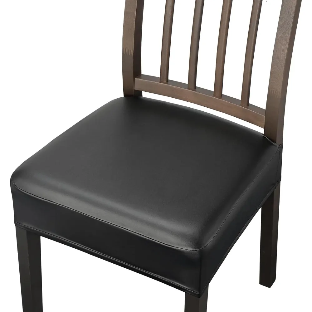 

Set of 4 Waterproof PU Leather Stretch Dining Chair Covers for Kitchen and Dining Room Seats